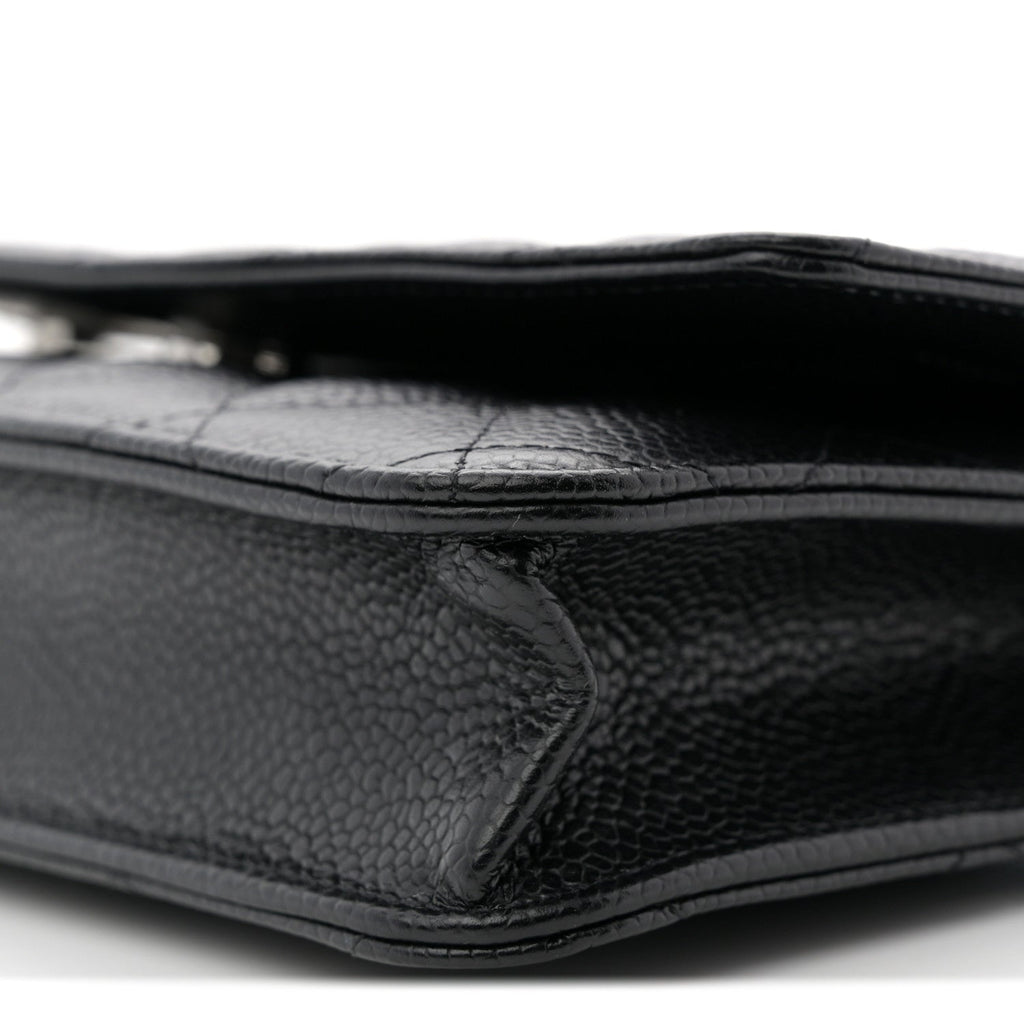 Caviar Quilted Wallet on Chain WOC Black