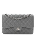Caviar Quilted Jumbo Double Flap Grey
