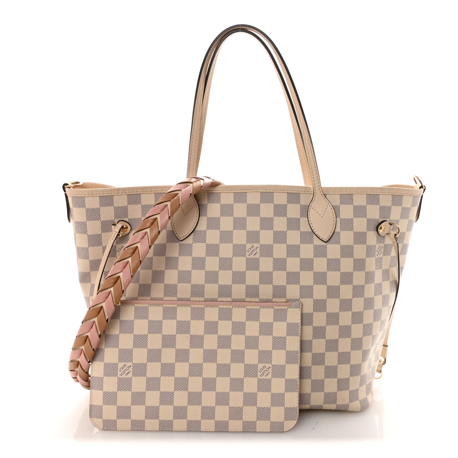 Damier Azur Braided Neverfull MM Pink