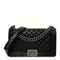 Lambskin Quilted Medium Boy Flap Black