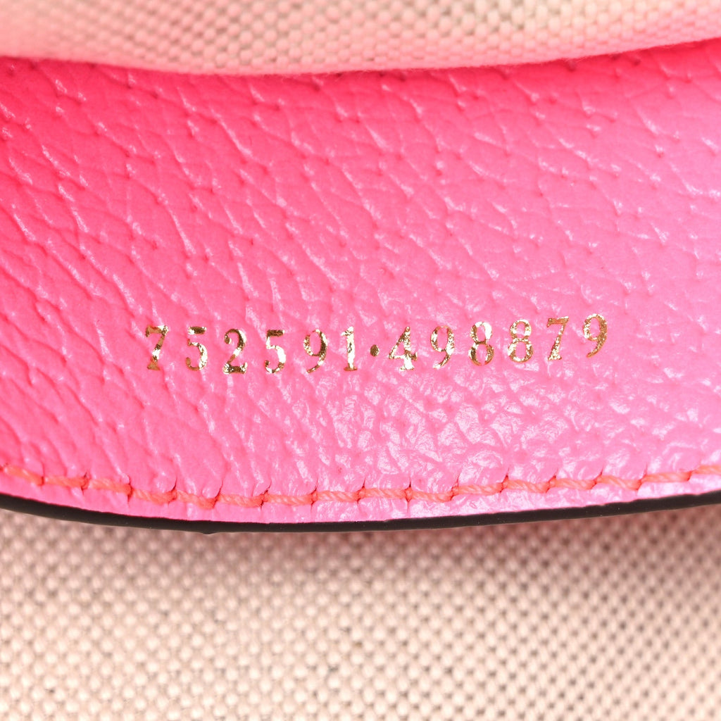 GG Supreme Monogram Textured Dollar Calfskin Web Ophidia Small Crossbody Bag Beige Ebony Fuchsia