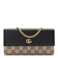Dollar Calfskin GG Supreme Monogram Petite GG Marmont Wallet Chain Bag Black Beige Ebony