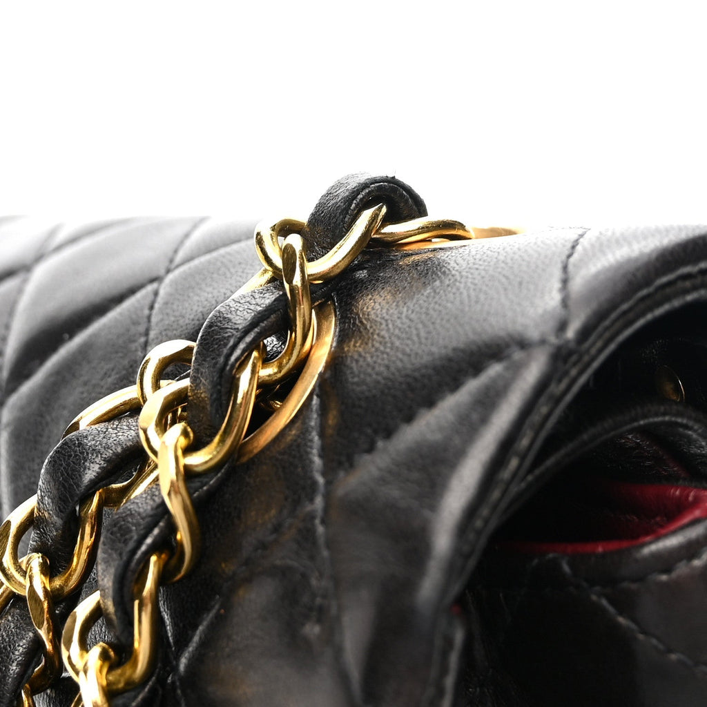 Lambskin Quilted Small Double Flap Black