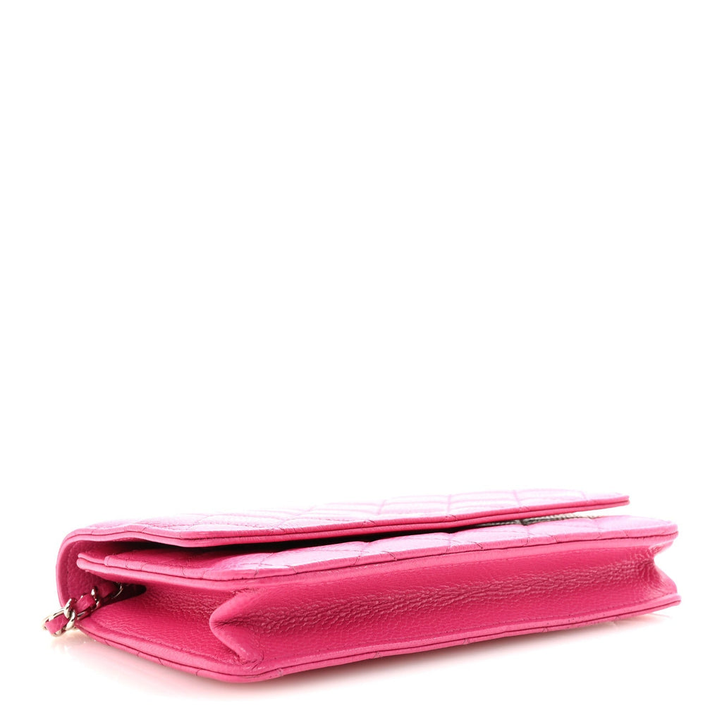 Caviar Quilted Wallet on Chain WOC Pink