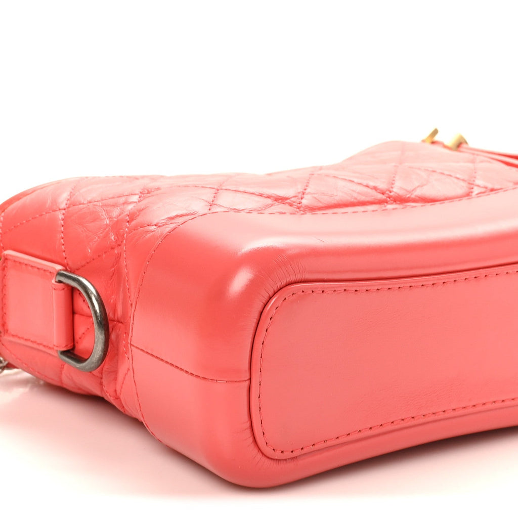 Aged Calfskin Quilted Small Gabrielle Hobo Coral