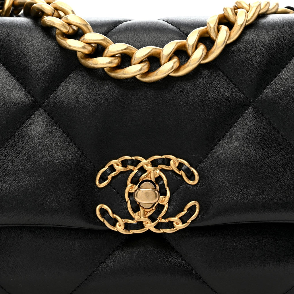 Lambskin Quilted Medium Chanel 19 Flap Black