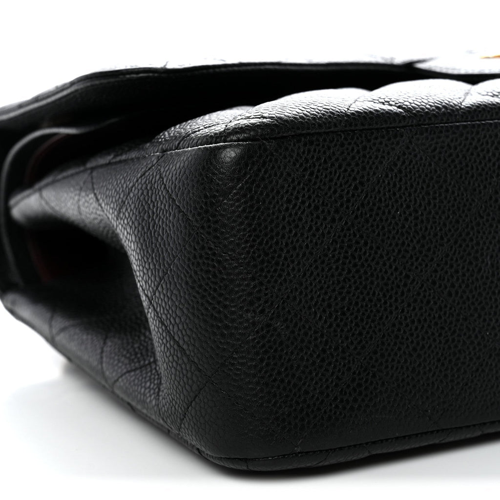 Caviar Quilted Jumbo Double Flap Black