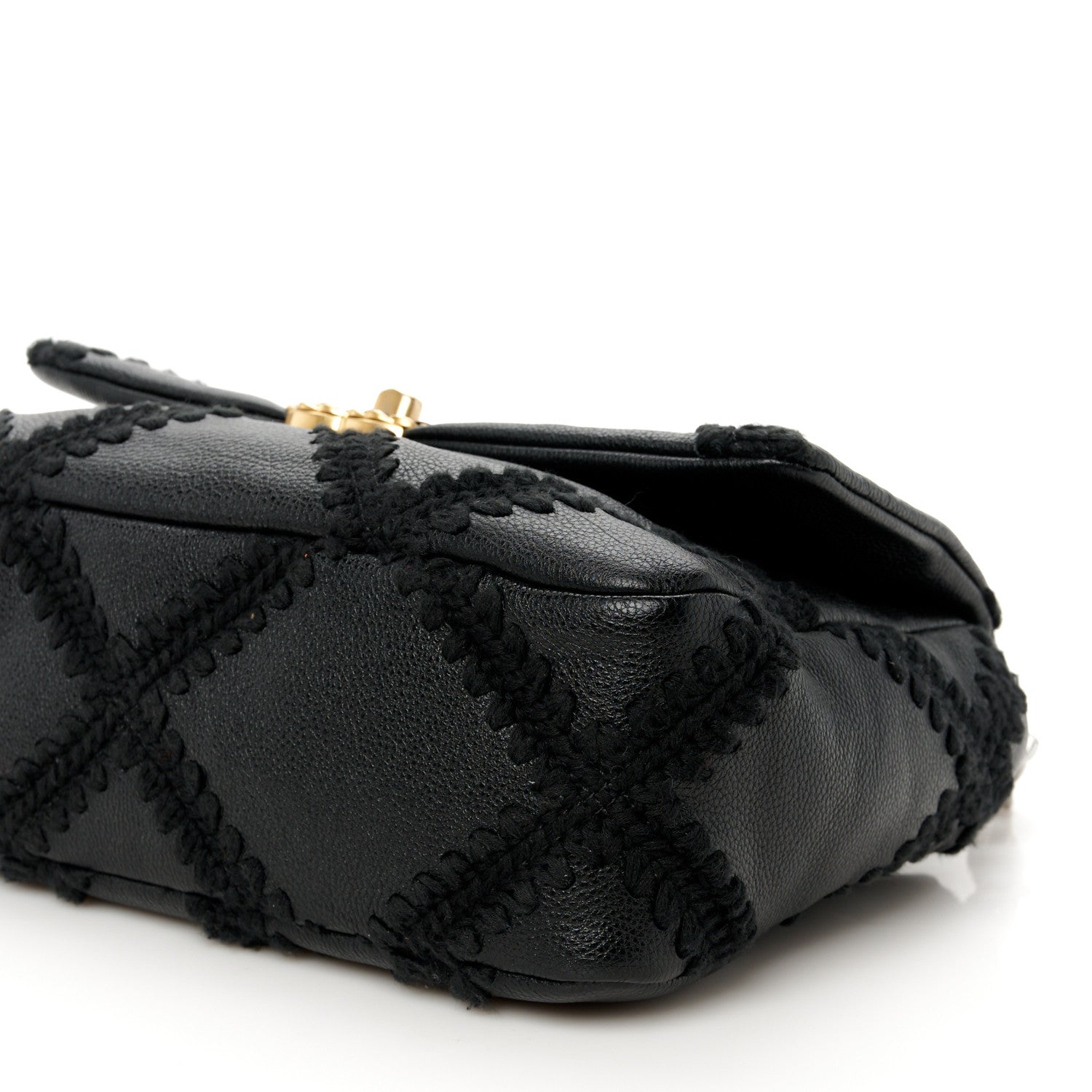 Calfskin Crochet Medium Chanel 19 Flap Black
