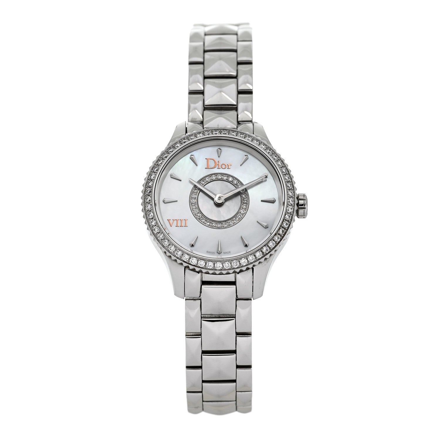 Stainless Steel Diamond Bezel 25mm Dior VIII Montaigne Quartz Watch