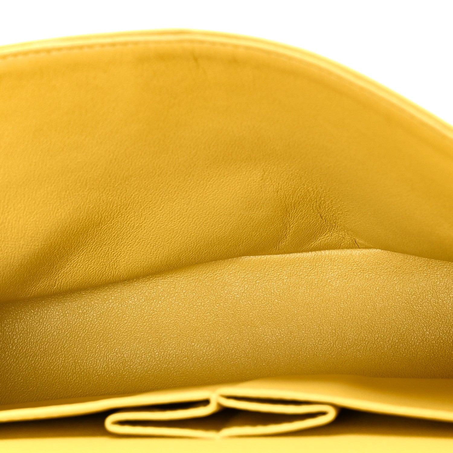 Lambskin Quilted Medium Double Flap Yellow