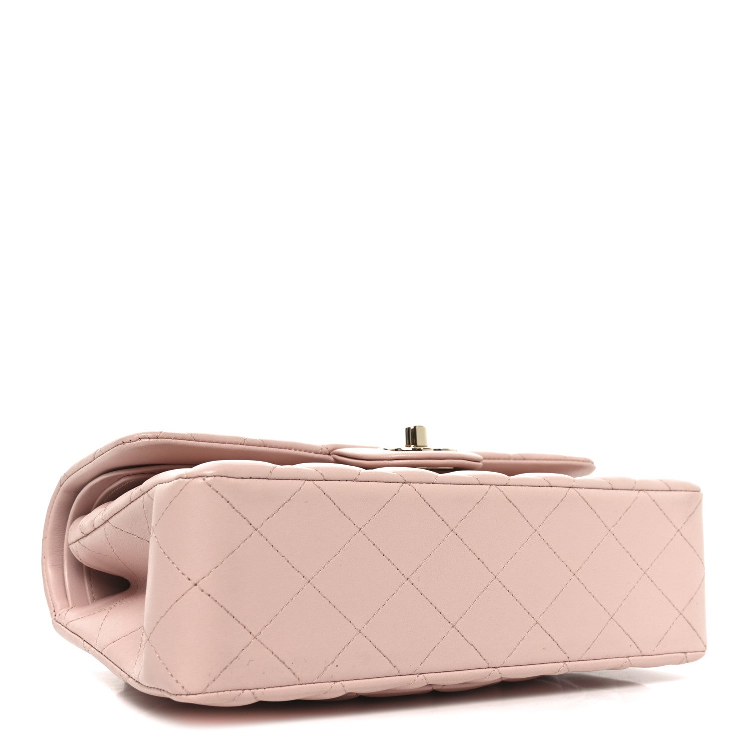 Lambskin Quilted Small Double Flap Light Pink