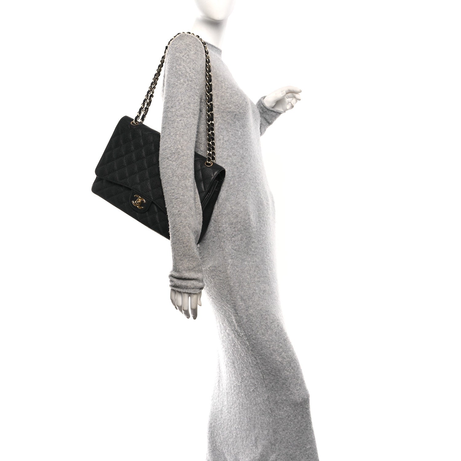 Caviar Quilted Maxi Double Flap Black