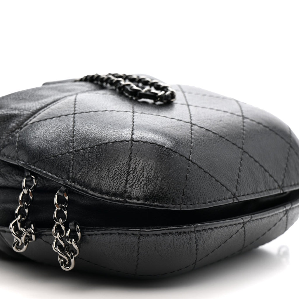 Calfskin Quilted Small Gabrielle Bucket Black
