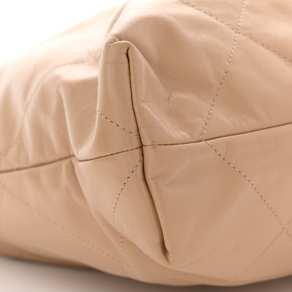 Shiny Calfskin Quilted Chanel 22 Beige