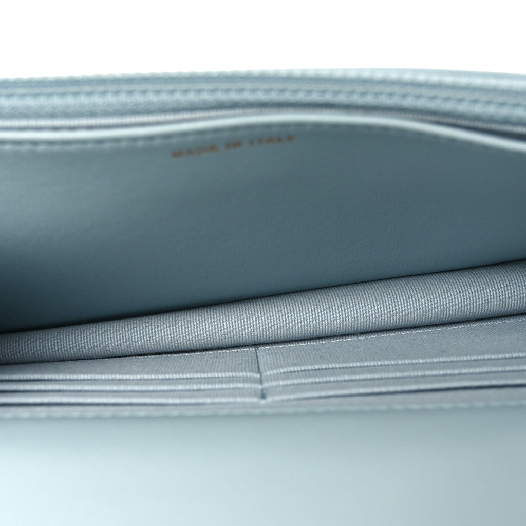 Lambskin Quilted Trendy CC Wallet On Chain WOC Light Blue