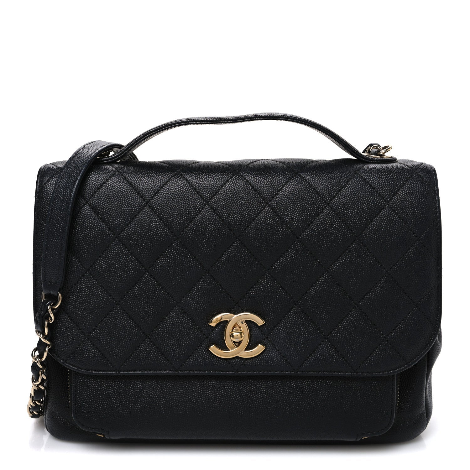 Caviar Quilted Large Business Affinity Flap Black