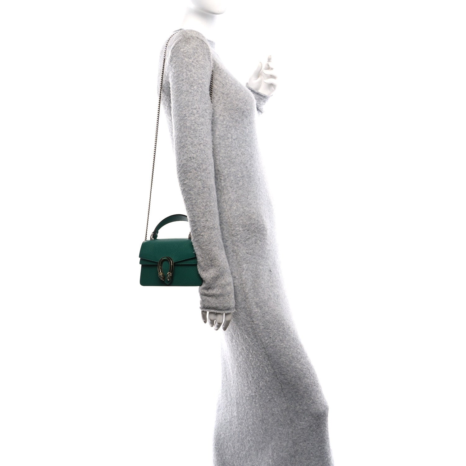 Dollar Calfskin Crystal Mini Dionysus Top Handle Bag Emerald