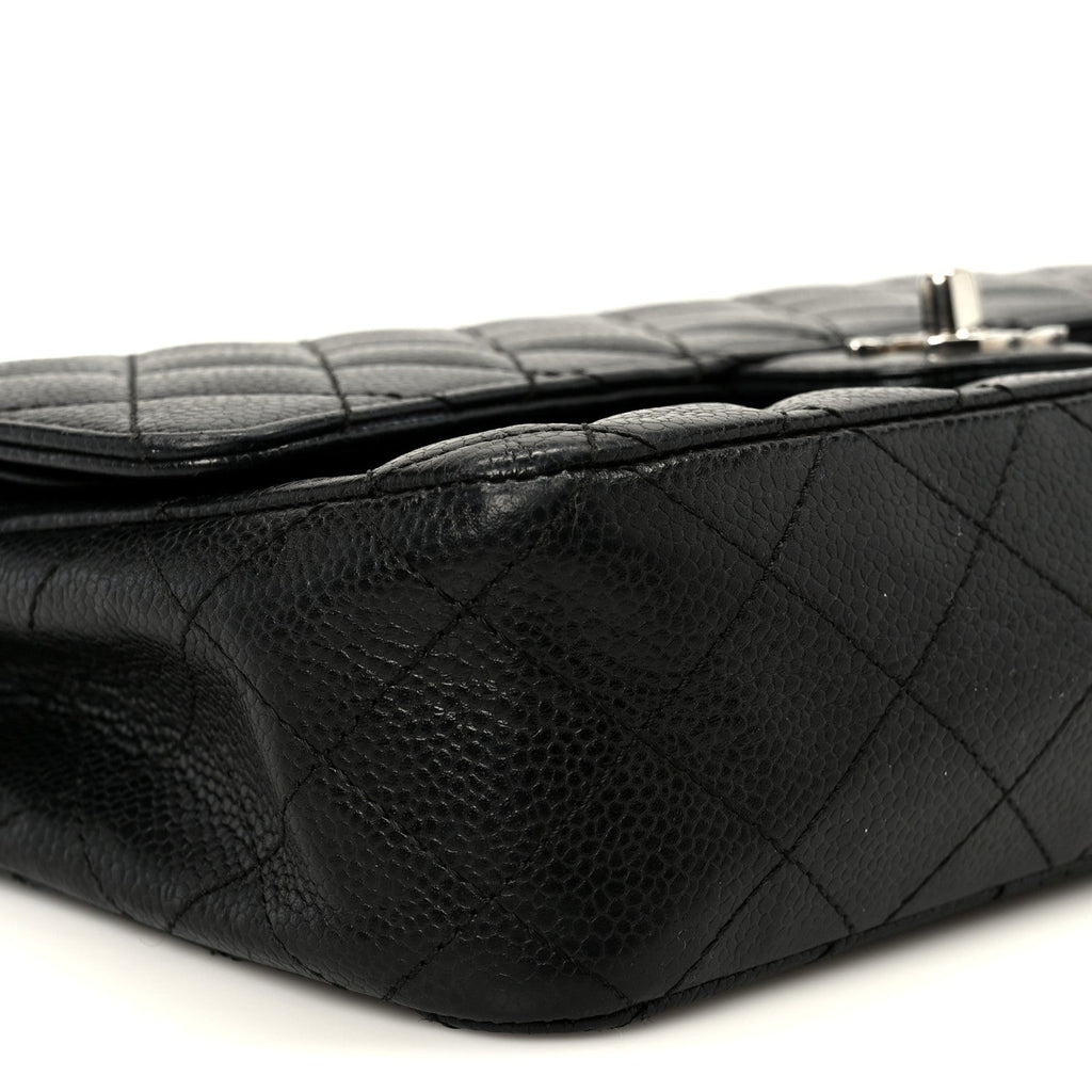 Caviar Quilted Medium Double Flap Black