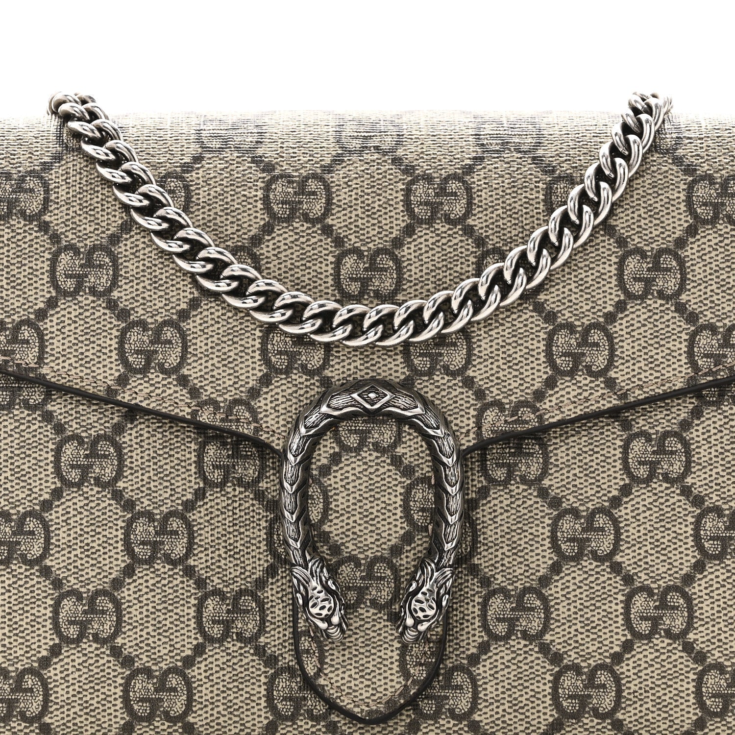 GG Supreme Monogram Mini Dionysus Chain Wallet Beige Taupe