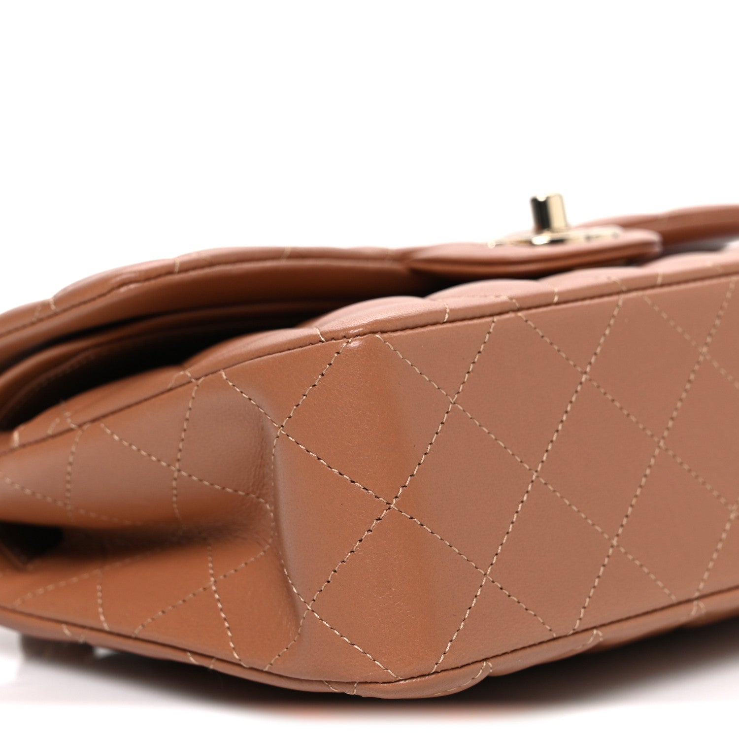 Lambskin Quilted Small Double Flap Brown
