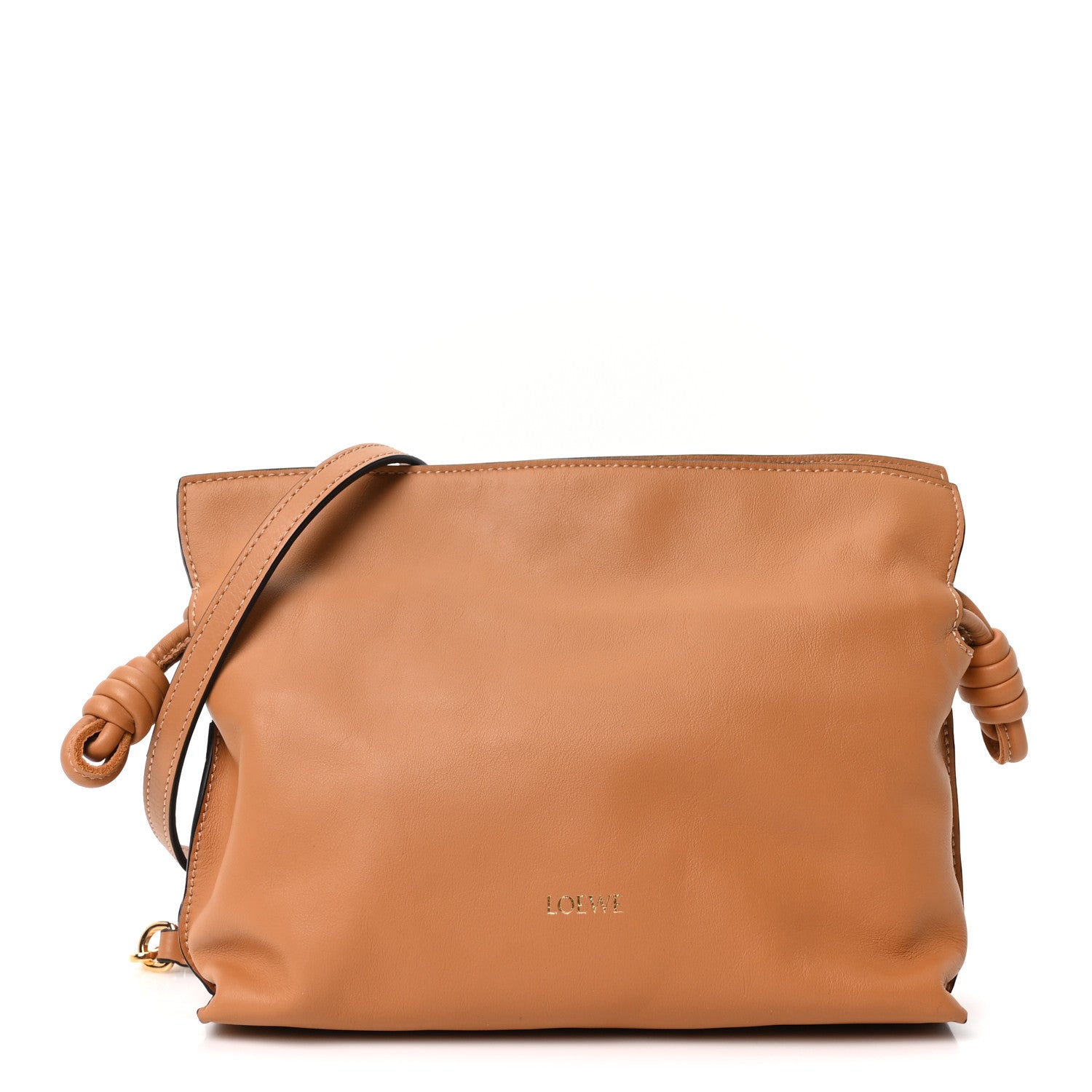 Nappa Calfskin Medium Flamenco Knot Clutch Warm Desert