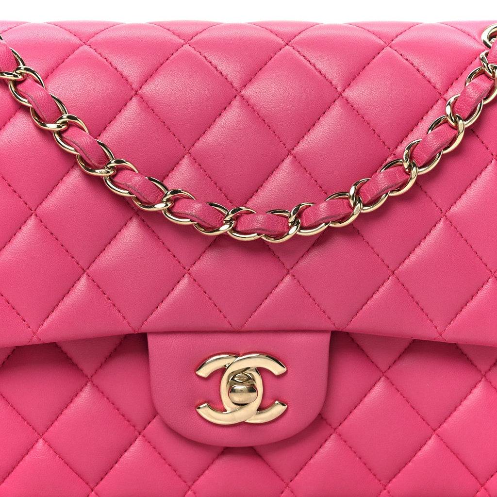 Lambskin Quilted Medium Double Flap Pink
