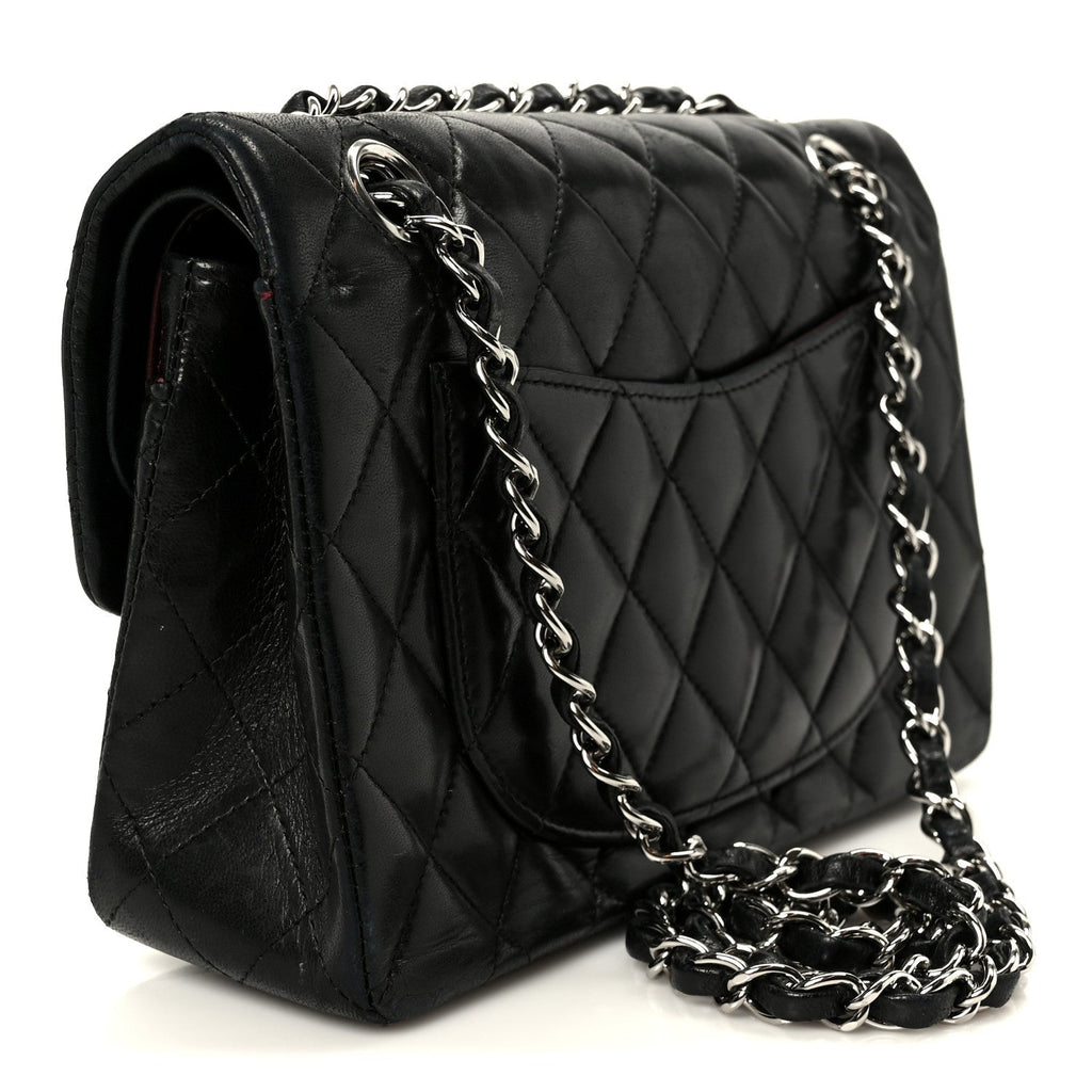 Lambskin Quilted Small Double Flap Black