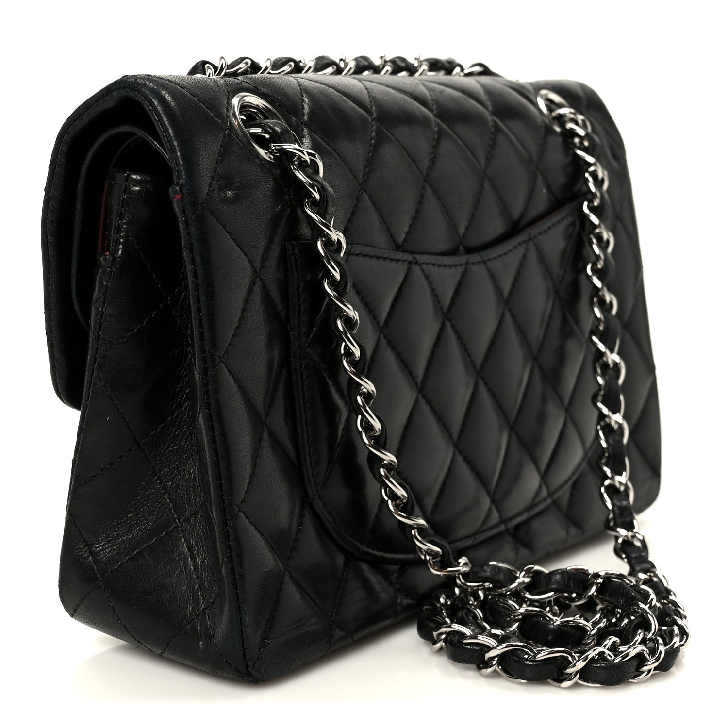 Lambskin Quilted Small Double Flap Black