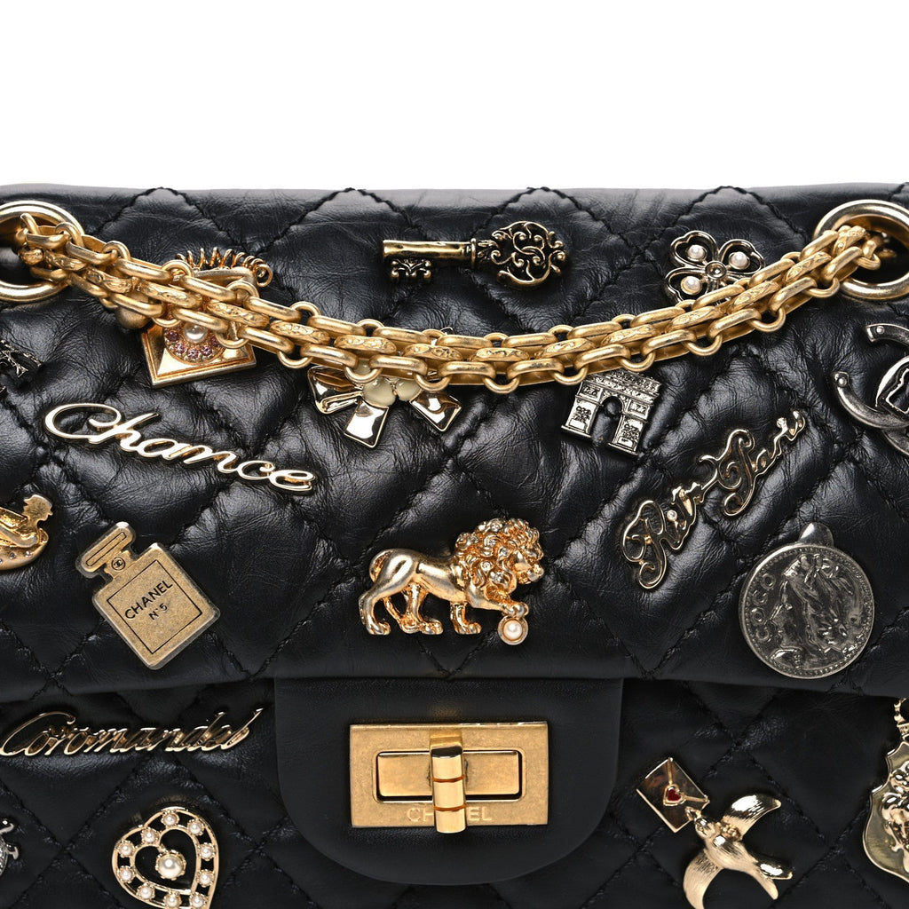 Aged Calfskin Lucky Charms 2.55 Reissue 224 Flap Black