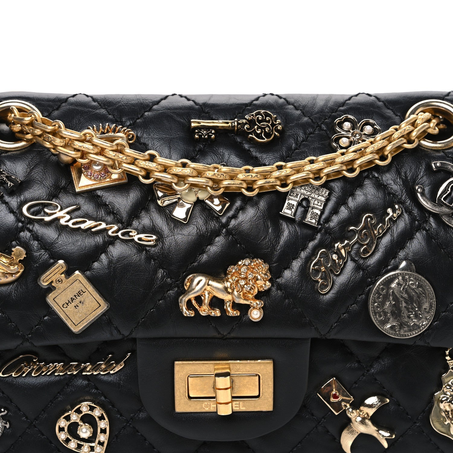 Aged Calfskin Lucky Charms 2.55 Reissue 224 Flap Black