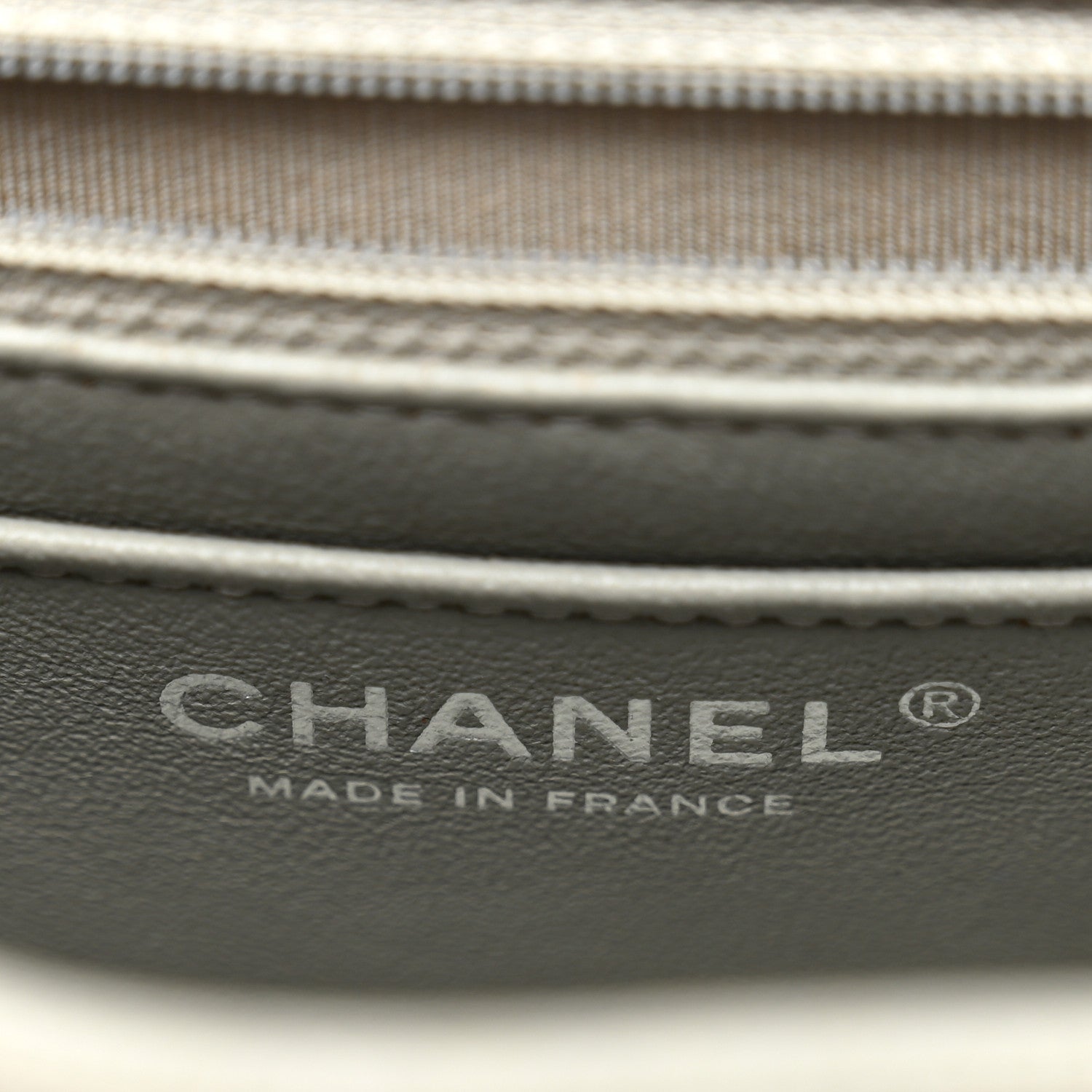 Caviar Quilted Mini Rectangular Flap Light Grey