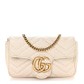 Calfskin Matelasse Super Mini GG Marmont Shoulder Bag White