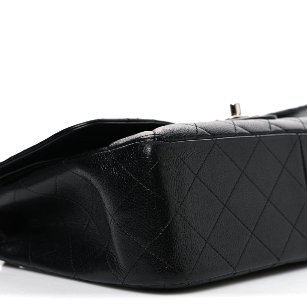 Caviar Quilted Jumbo Double Flap Black