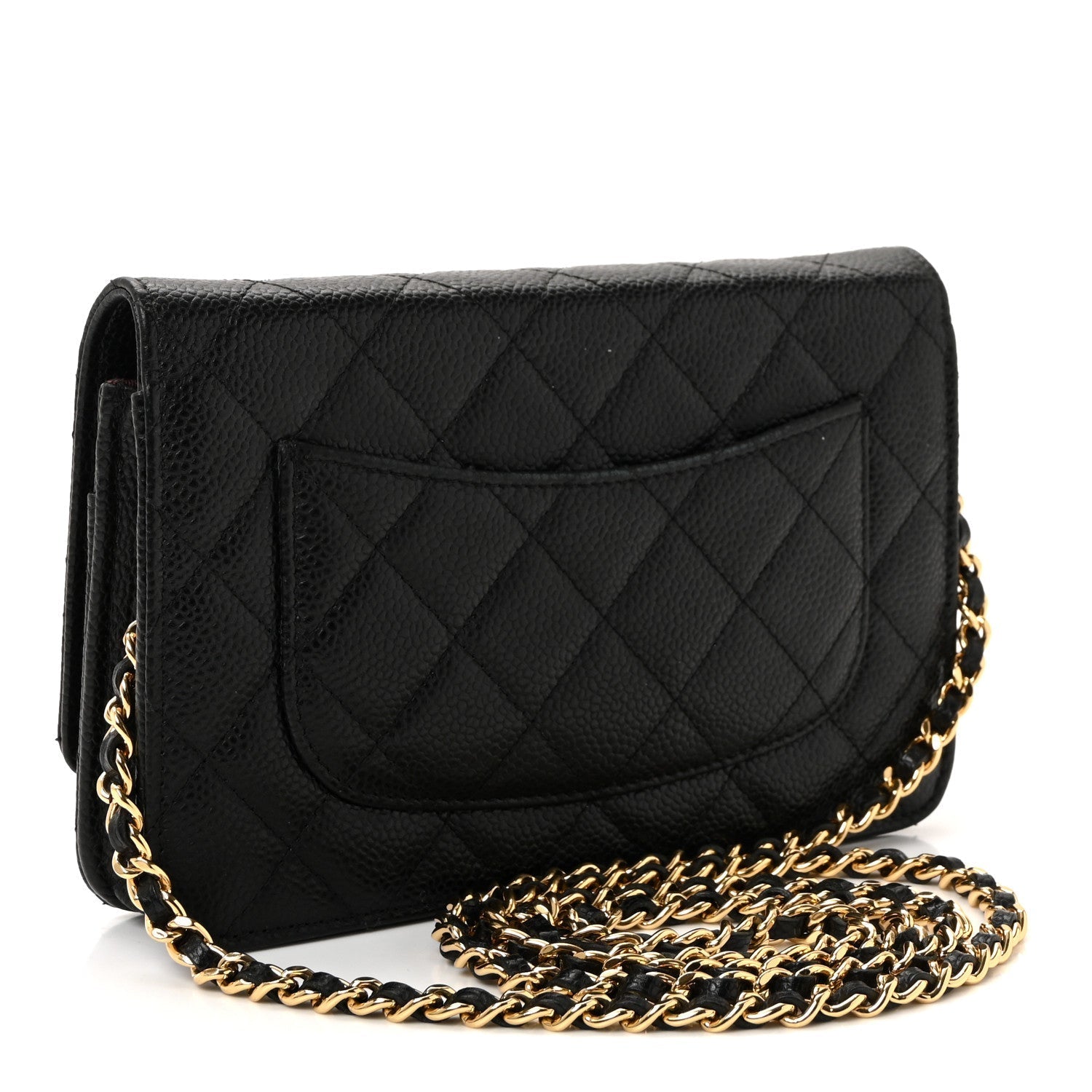 Caviar Quilted Wallet on Chain WOC Black