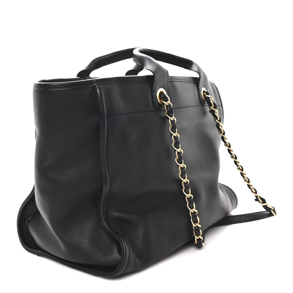 Calfskin Medium Deauville Tote Black Multicolor
