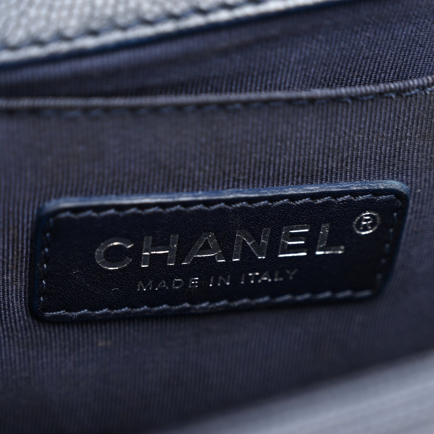 Caviar Chevron Quilted Medium Boy Flap Navy