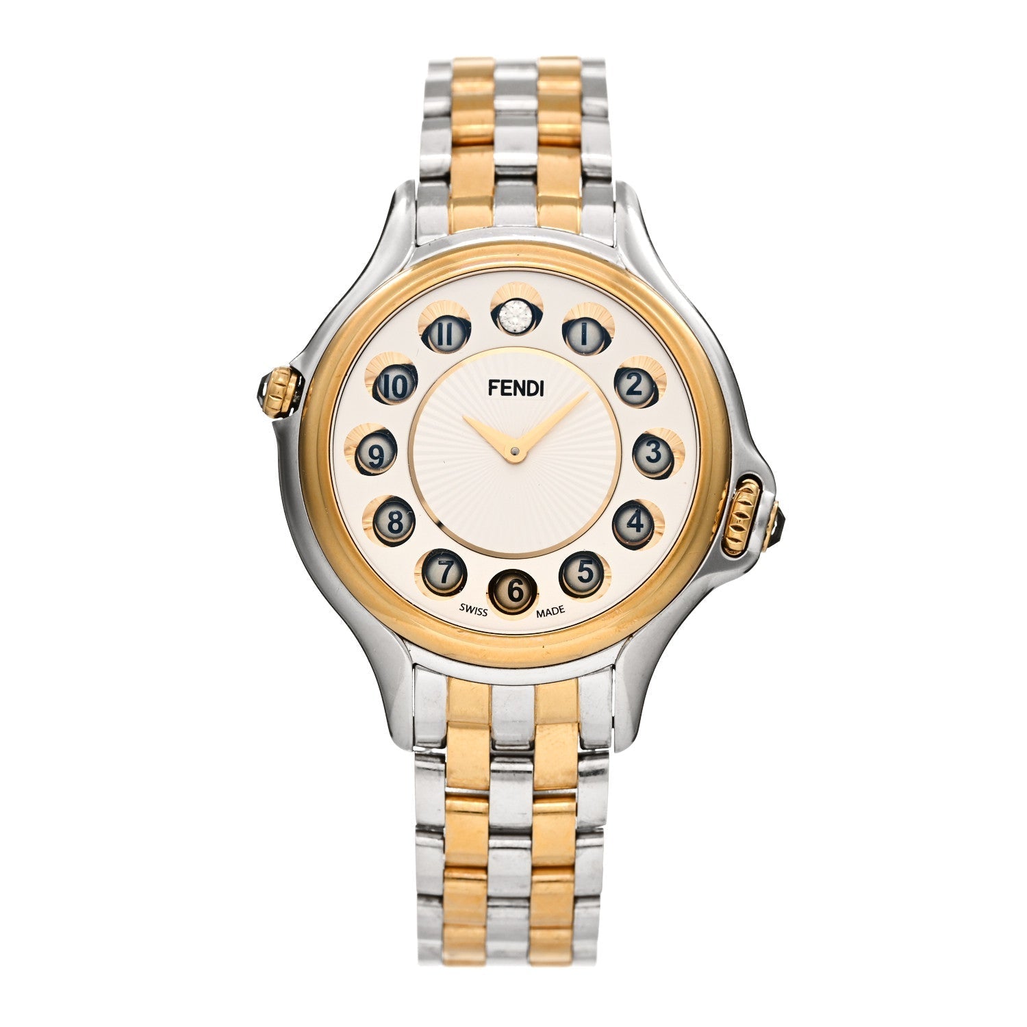 Stainless Steel Diamond Topaz 38mm Crazy Carats Two Tone Quartz Watch Silver