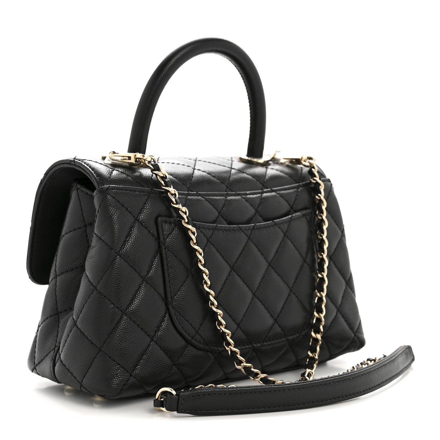 Caviar Quilted Mini Coco Handle Flap Black