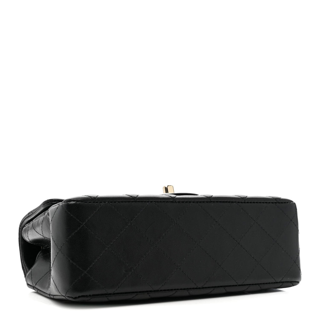 Lambskin Quilted Mini Rectangular Flap Black