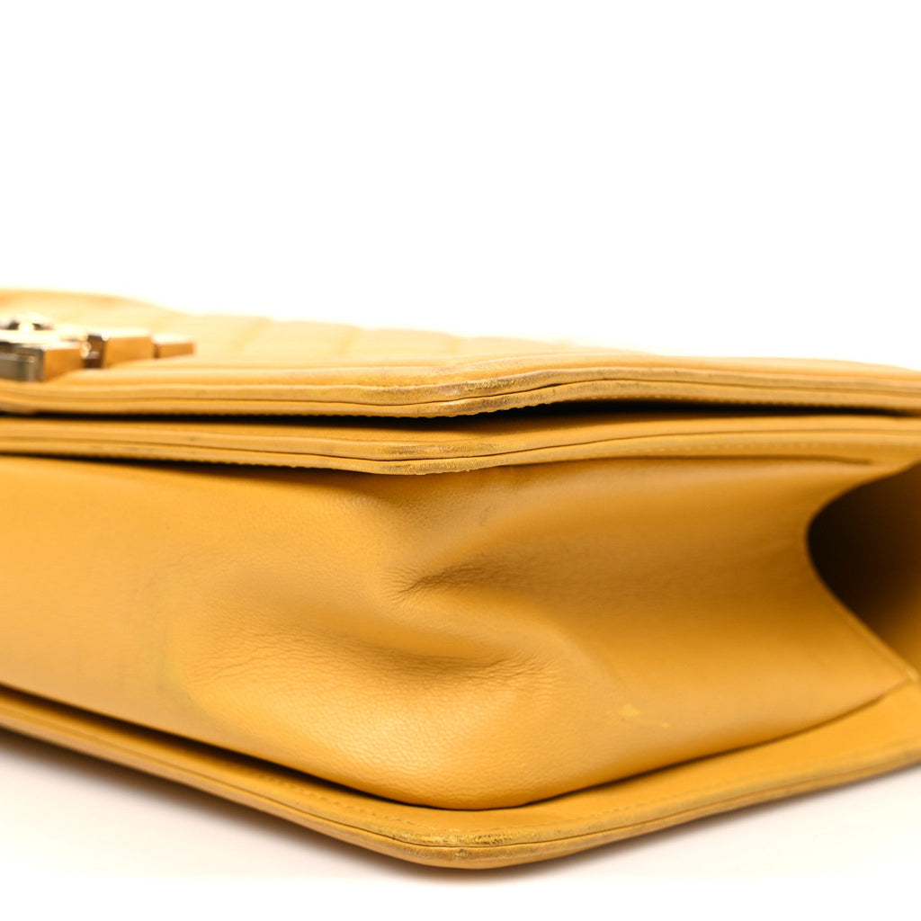 Lambskin Quilted Medium Boy Flap Yellow