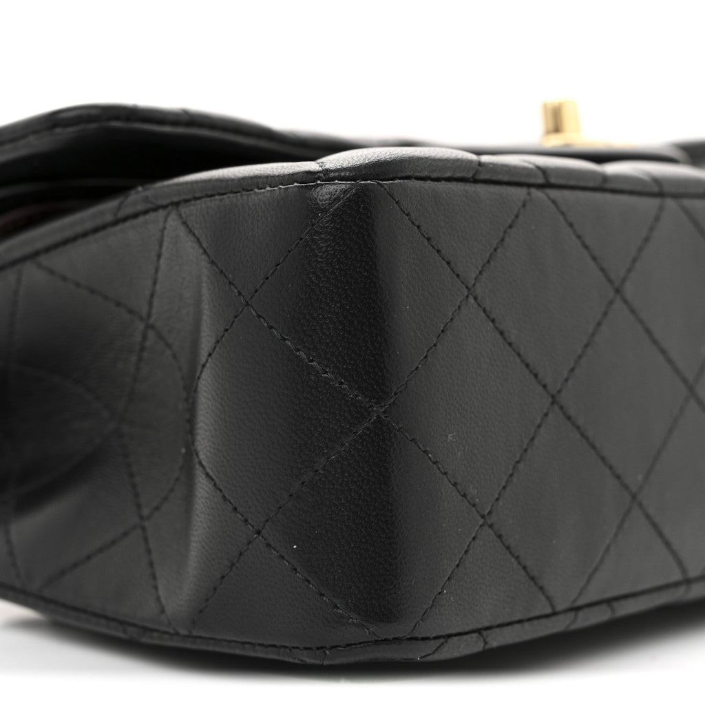 Lambskin Quilted Small Double Flap Black