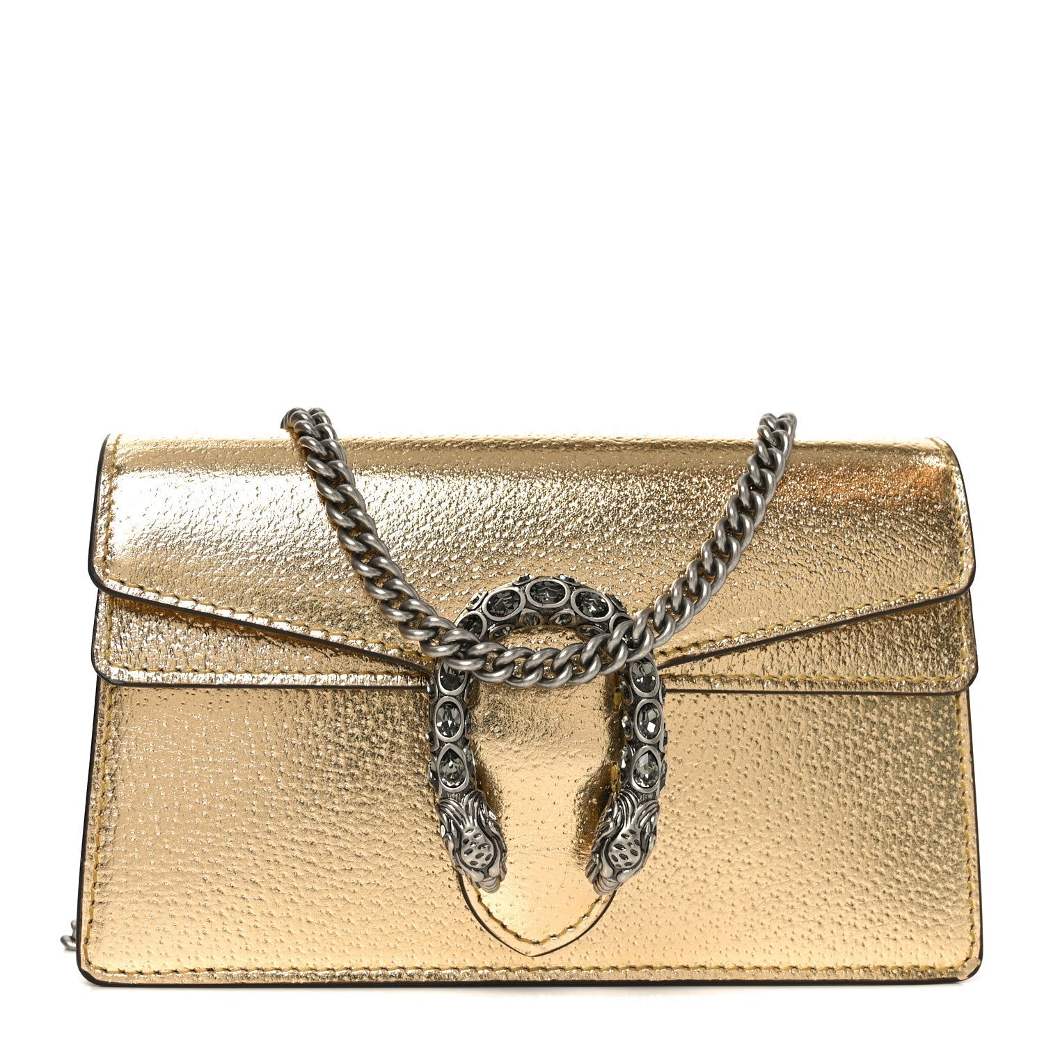 Metallic Calfskin Super Mini Dionysus Shoulder Bag Gold
