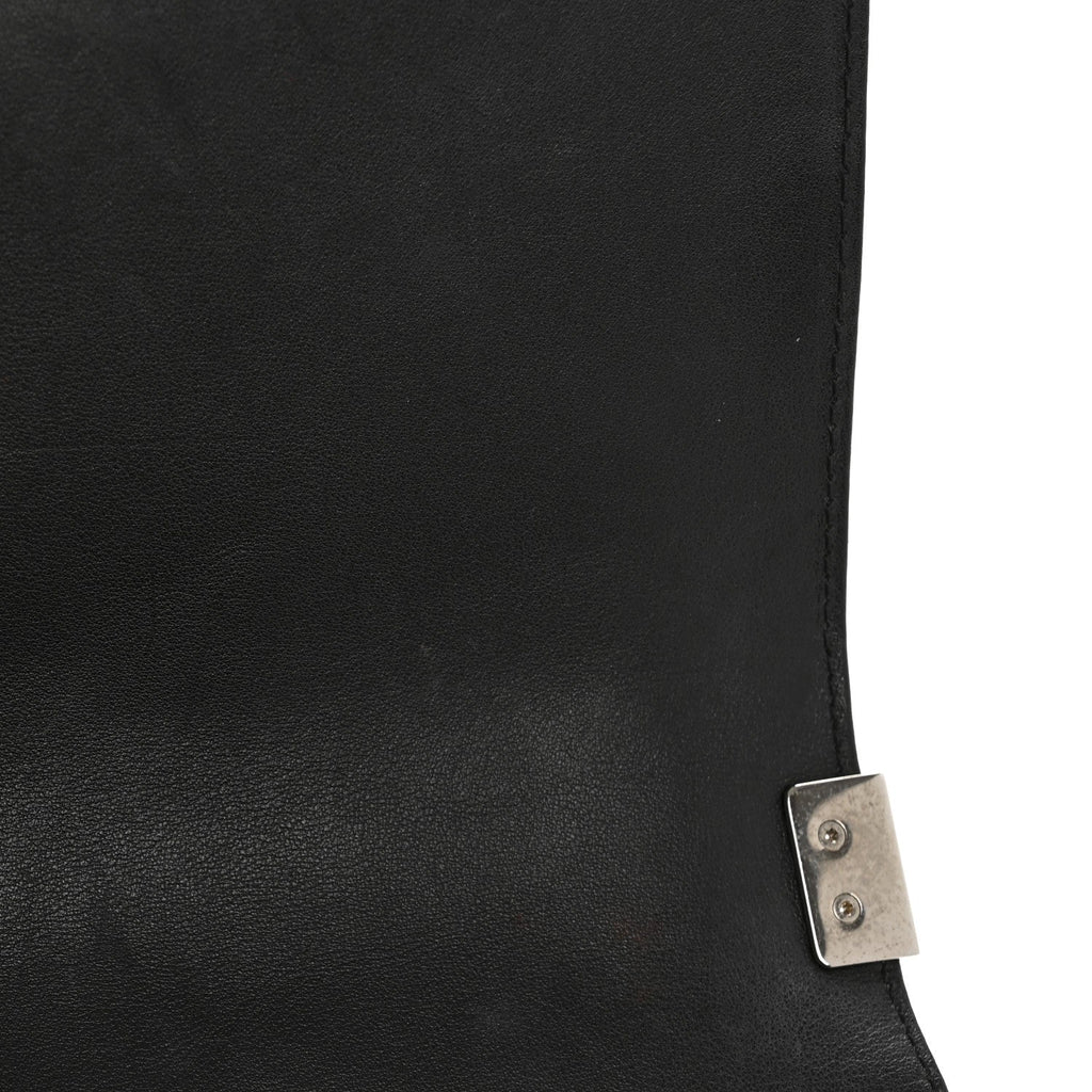 Calfskin Chevron Tweed Medium Boy Flap Black