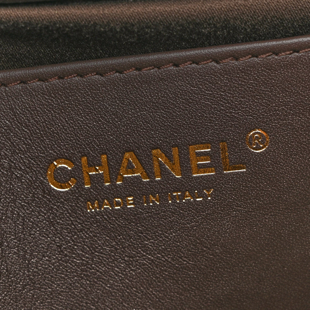Suede Quilted Small Chanel 25 Handbag Dark Brown