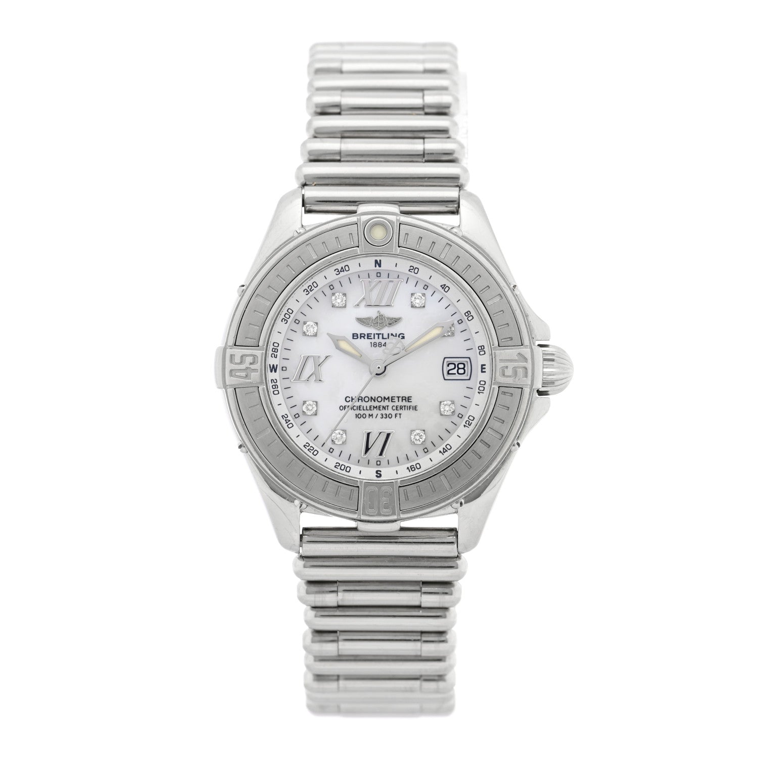Stainless Steel Diamond Mother of Pearl 32mm Lady Cockpit Quartz Watch A71365