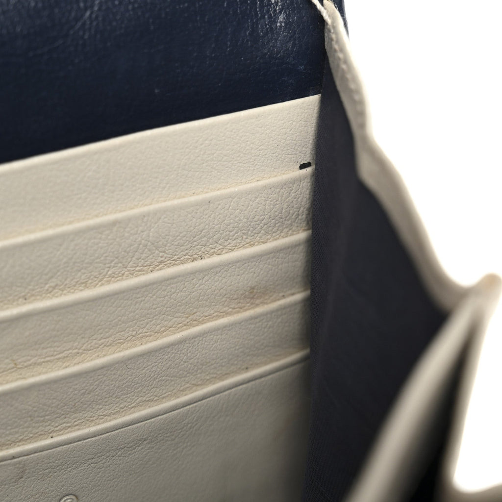 Vintage Effect Calfskin Matelasse Diagonal Torchon GG Marmont Chain Wallet Mystic White Blue Agata