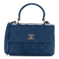 Lambskin Quilted Small Trendy CC Flap Dual Handle Bag Blue