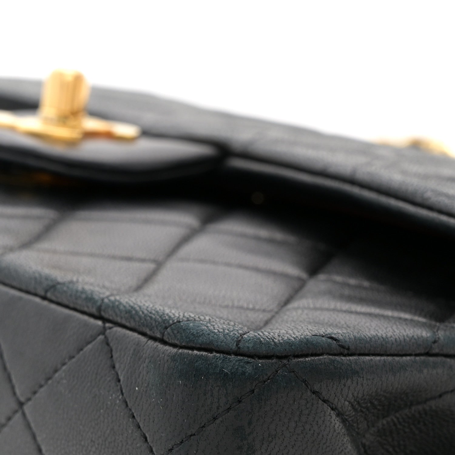 Lambskin Quilted Medium Double Flap Black