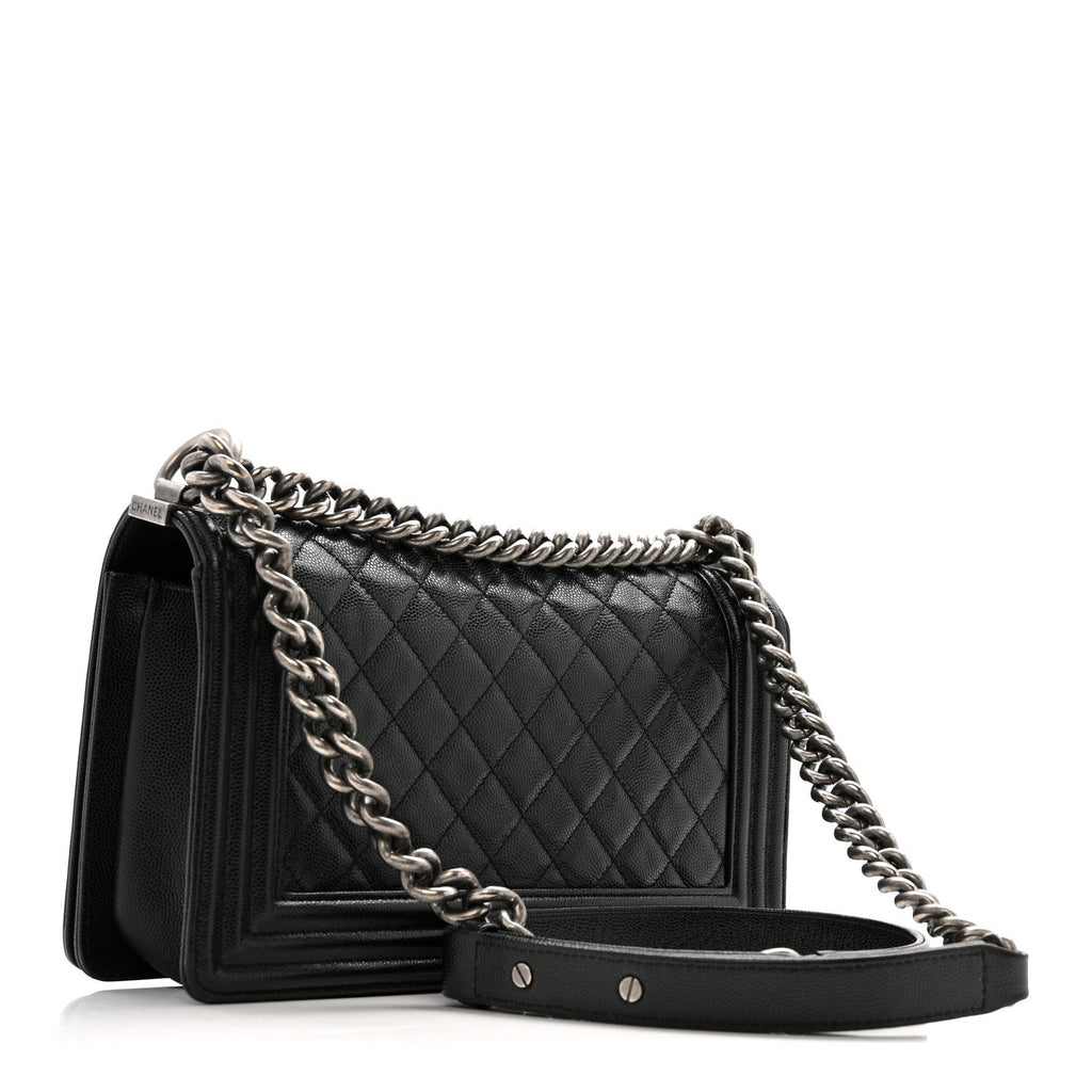 Caviar Quilted Medium Boy Flap Black