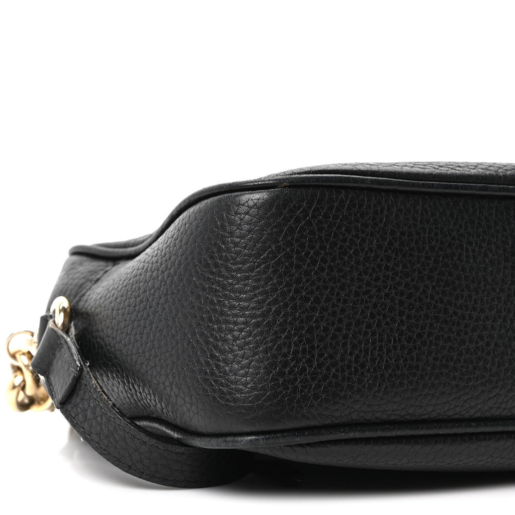 Pebbled Calfskin Small Soho Disco Bag Black